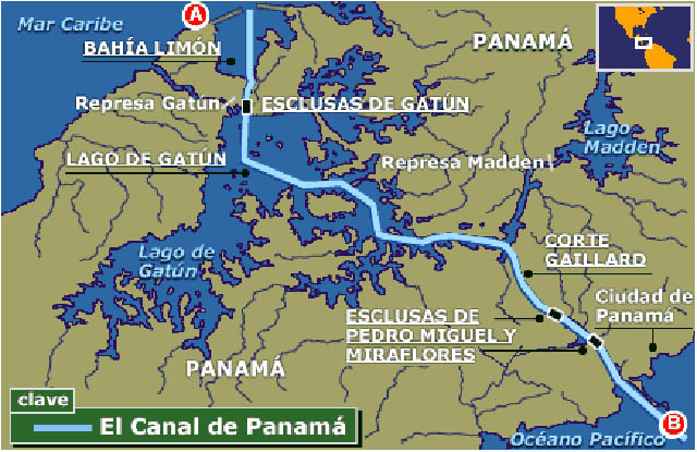 Mapa del Canal de Panamá