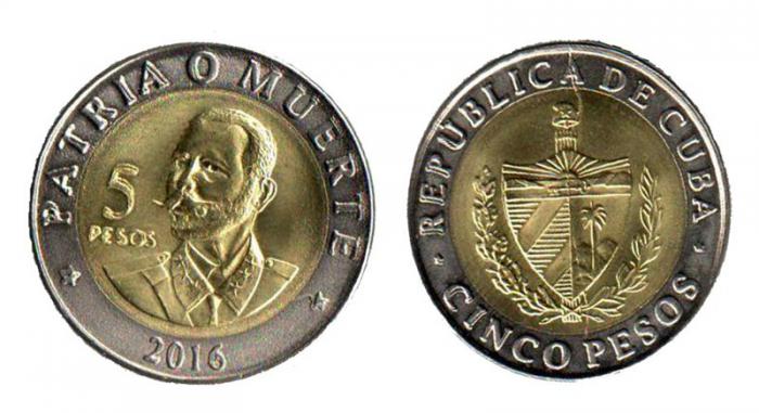 Nueva moneda de cinco pesos