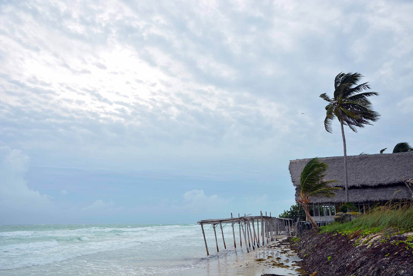 Playa del Hotel Trip Cayo Coco, en Ciego de Ávila, la mañana del 8 de septiembre de 2017, ante la inminencia del huracán Irma.