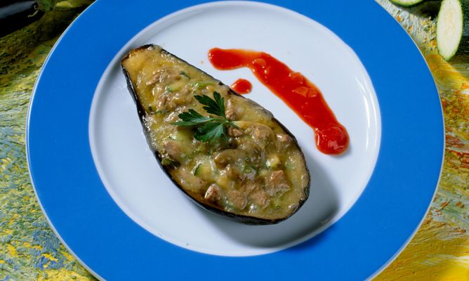 Berenjenas rellenas con picadillo