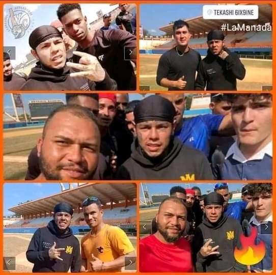 Tekashi con peloteros villaclareños