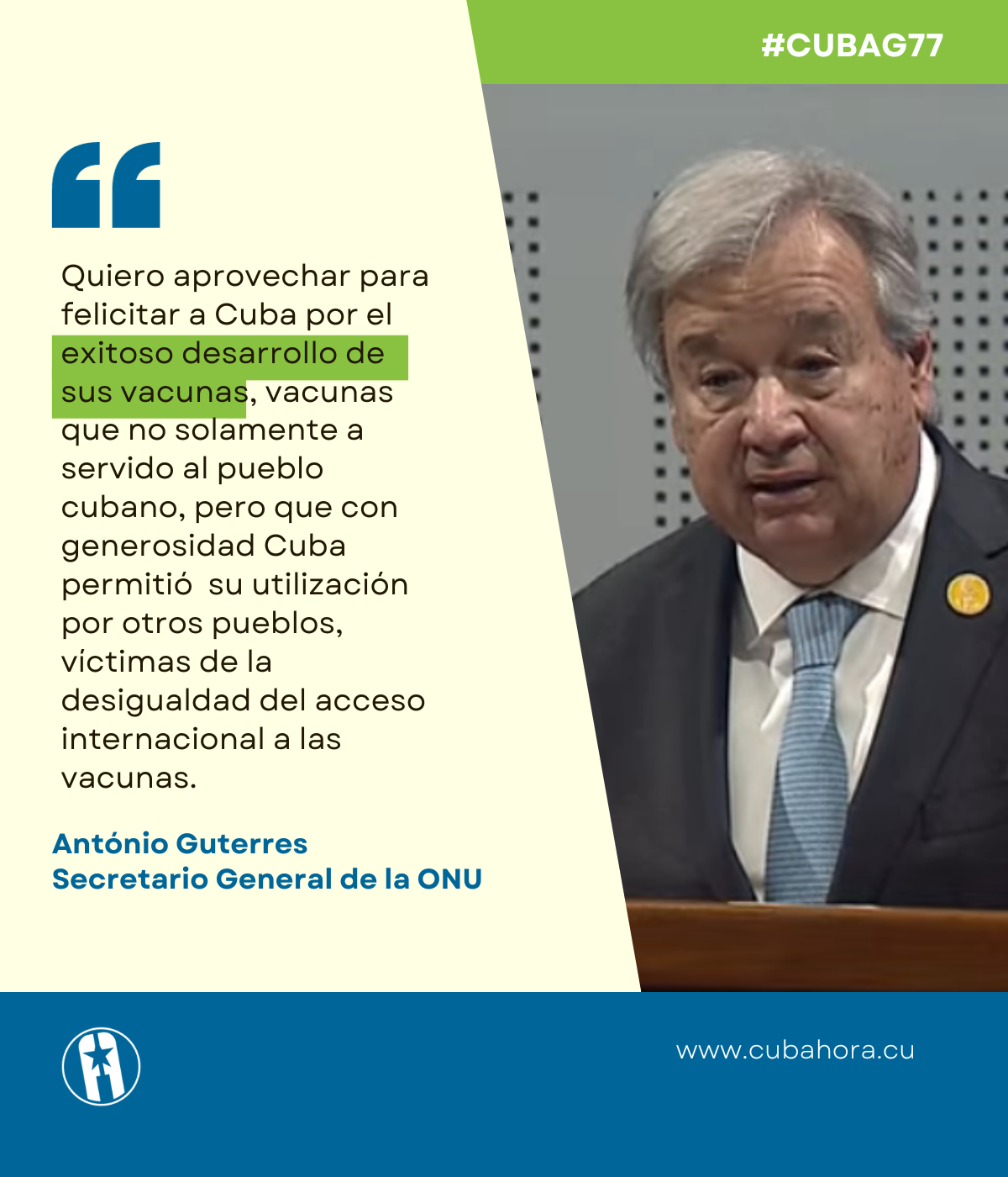 Postal António Guterres en la Cumbre del G77 y China