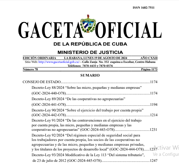 Gaceta oficial de la República de Cuba #78