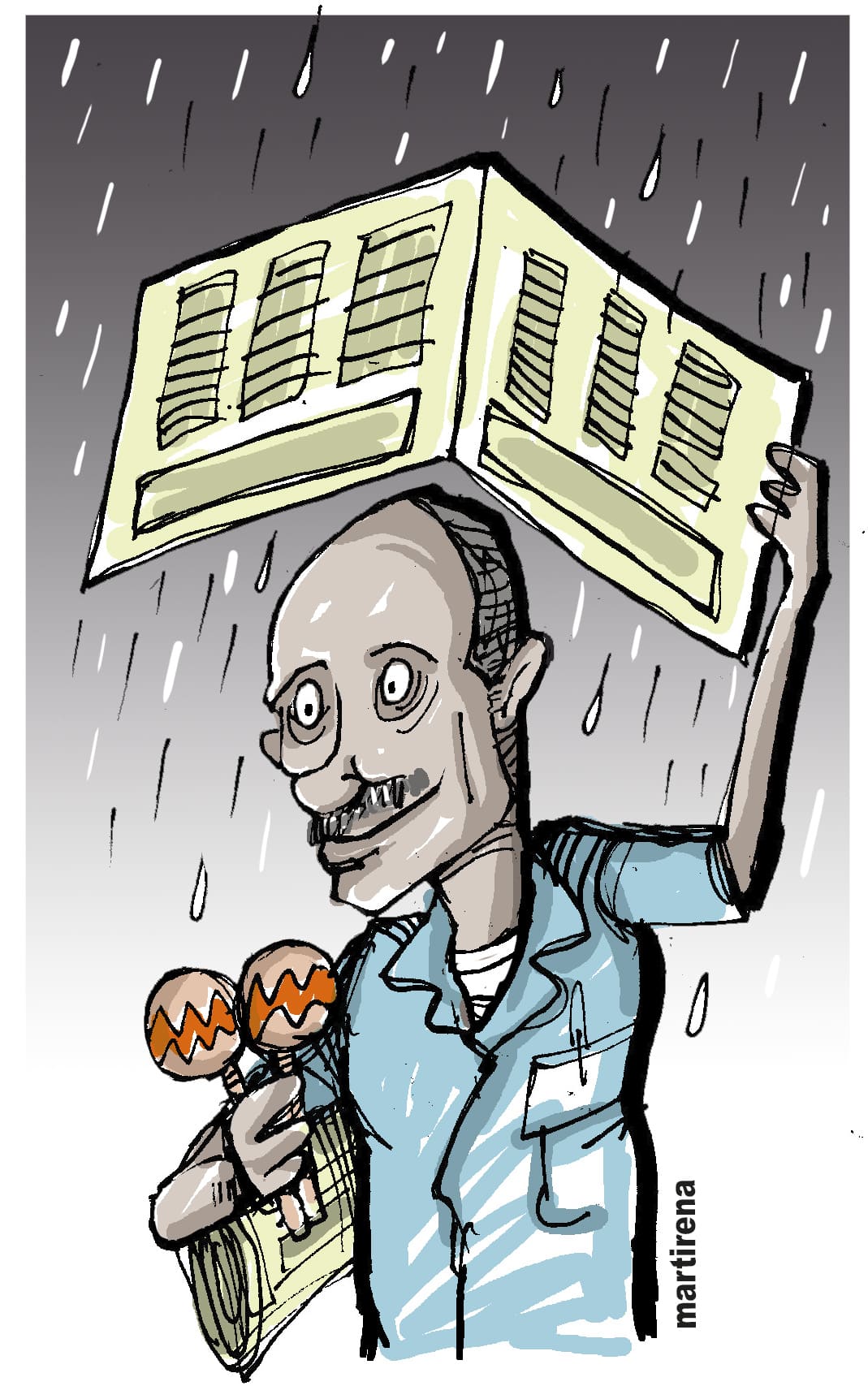 Serapio, maracas y periódicos